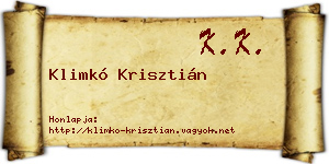 Klimkó Krisztián névjegykártya